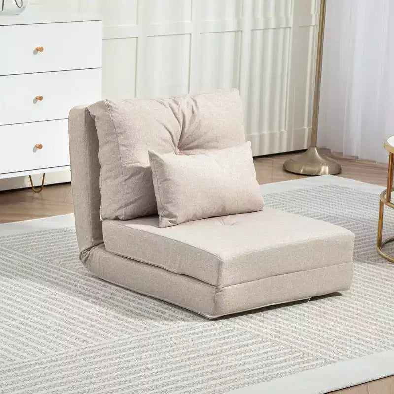Fauteuil convertible HOMCOM, canapé paresseux de sol, lit de canapé pliant rembourré avec dossier réglable, cadre en métal et oreillers pour salon