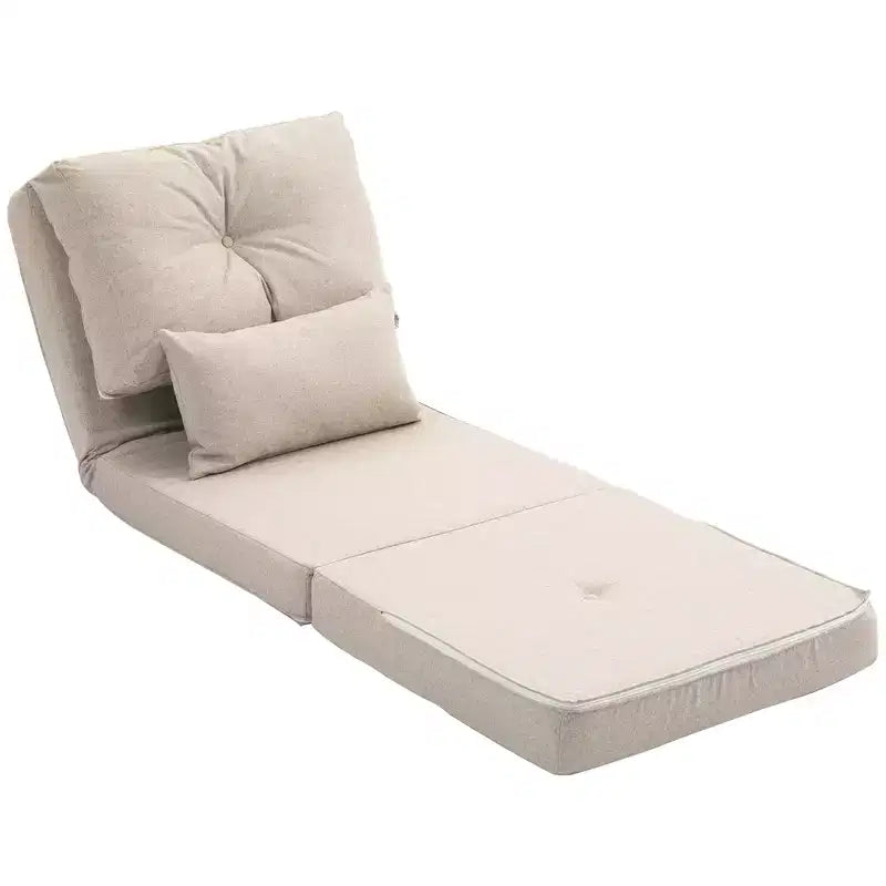 Fauteuil convertible HOMCOM, canapé paresseux de sol, lit de canapé pliant rembourré avec dossier réglable, cadre en métal et oreillers pour salon