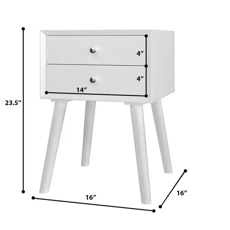 Costway Lot de 2 tables de chevet en bois de style Mid-Century avec 2 tiroirs de rangement