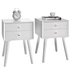 Costway Lot de 2 tables de chevet en bois de style Mid-Century avec 2 tiroirs de rangement