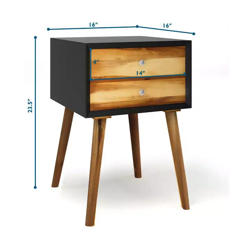 Costway Lot de 2 tables de chevet en bois de style Mid-Century avec 2 tiroirs de rangement