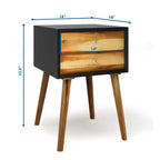 Costway Lot de 2 tables de chevet en bois de style Mid-Century avec 2 tiroirs de rangement