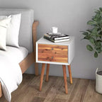 Costway Lot de 2 tables de chevet en bois de style Mid-Century avec 2 tiroirs de rangement