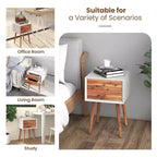 Costway Lot de 2 tables de chevet en bois de style Mid-Century avec 2 tiroirs de rangement