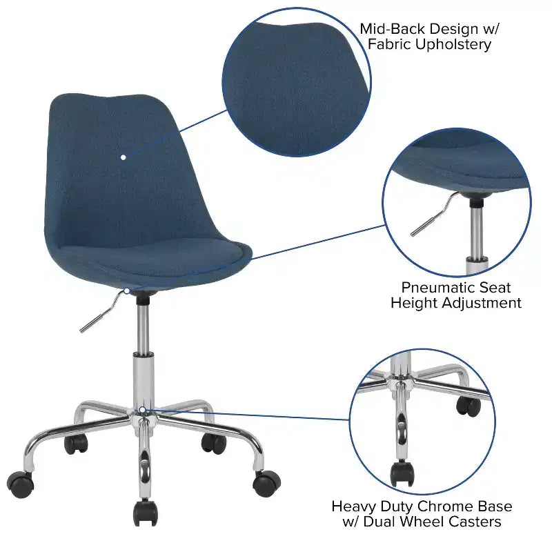 Chaise de bureau pivotante Merrick Lane avec assise pivotante réglable en hauteur, revêtement élégant