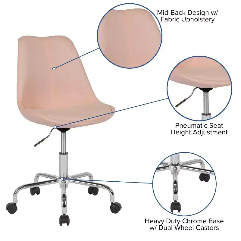 Chaise de bureau pivotante Merrick Lane avec assise pivotante réglable en hauteur, revêtement élégant