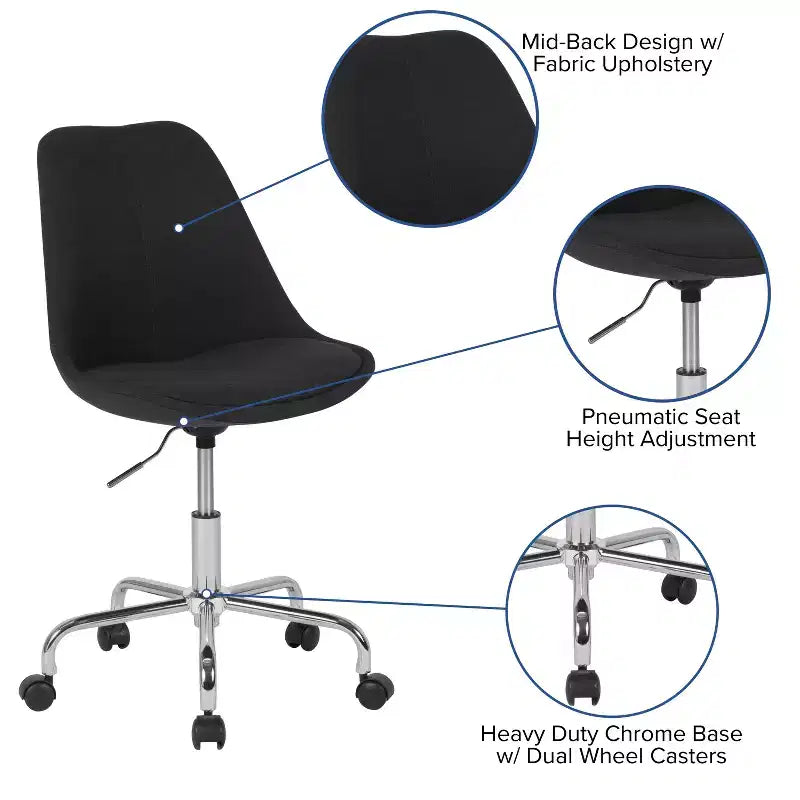 Chaise de bureau pivotante Merrick Lane avec assise pivotante réglable en hauteur, revêtement élégant
