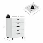 Costway Commode 5 tiroirs Meuble de rangement avec roulettes pour bureau à domicile Blanc
