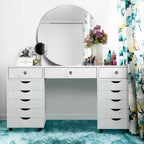 Costway Commode 5 tiroirs Meuble de rangement avec roulettes pour bureau à domicile Blanc
