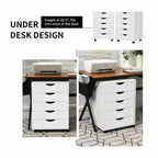 Costway Commode 5 tiroirs Meuble de rangement avec roulettes pour bureau à domicile Blanc