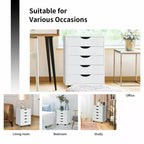 Costway Commode 5 tiroirs Meuble de rangement avec roulettes pour bureau à domicile Blanc