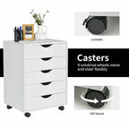 Costway Commode 5 tiroirs Meuble de rangement avec roulettes pour bureau à domicile Blanc