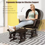 Costway Ensemble coussin et ottoman pour fauteuil à bascule de chambre de bébé en bois