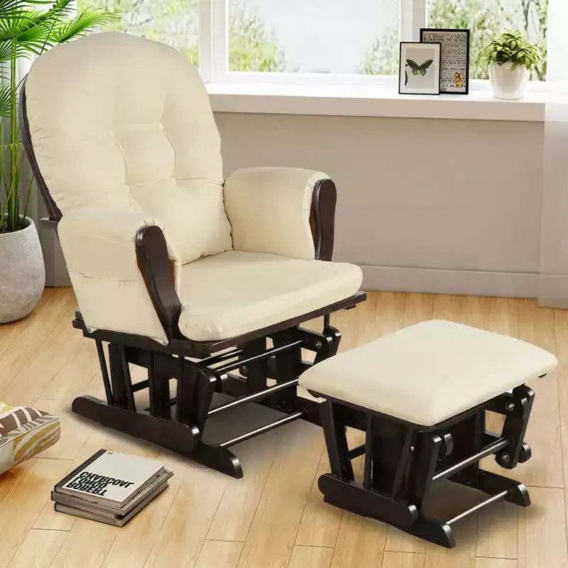 Costway Ensemble coussin et ottoman pour fauteuil à bascule de chambre de bébé en bois