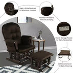 Costway Ensemble coussin et ottoman pour fauteuil à bascule de chambre de bébé en bois