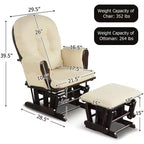 Costway Ensemble coussin et ottoman pour fauteuil à bascule de chambre de bébé en bois