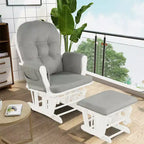 Costway Ensemble coussin et ottoman pour fauteuil à bascule de chambre de bébé en bois