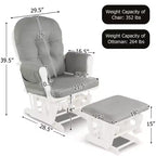 Costway Ensemble coussin et ottoman pour fauteuil à bascule de chambre de bébé en bois