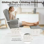 Costway Ensemble coussin et ottoman pour fauteuil à bascule de chambre de bébé en bois
