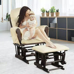 Costway Ensemble coussin et ottoman pour fauteuil à bascule de chambre de bébé en bois