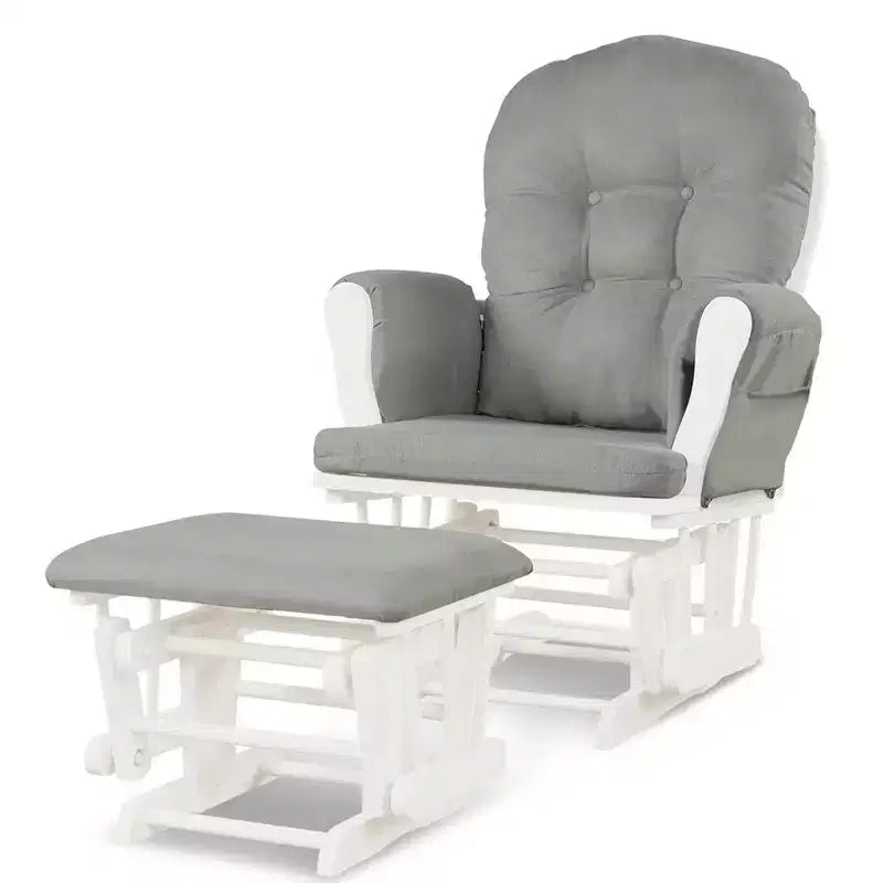 Costway Ensemble coussin et ottoman pour fauteuil à bascule de chambre de bébé en bois
