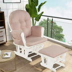 Costway Ensemble coussin et ottoman pour fauteuil à bascule de chambre de bébé en bois