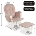 Costway Ensemble coussin et ottoman pour fauteuil à bascule de chambre de bébé en bois