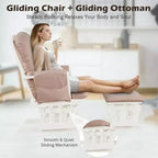 Costway Ensemble coussin et ottoman pour fauteuil à bascule de chambre de bébé en bois