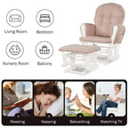 Costway Ensemble coussin et ottoman pour fauteuil à bascule de chambre de bébé en bois