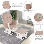 Costway Ensemble coussin et ottoman pour fauteuil à bascule de chambre de bébé en bois