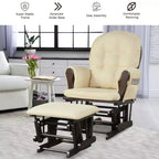 Costway Ensemble coussin et ottoman pour fauteuil à bascule de chambre de bébé en bois