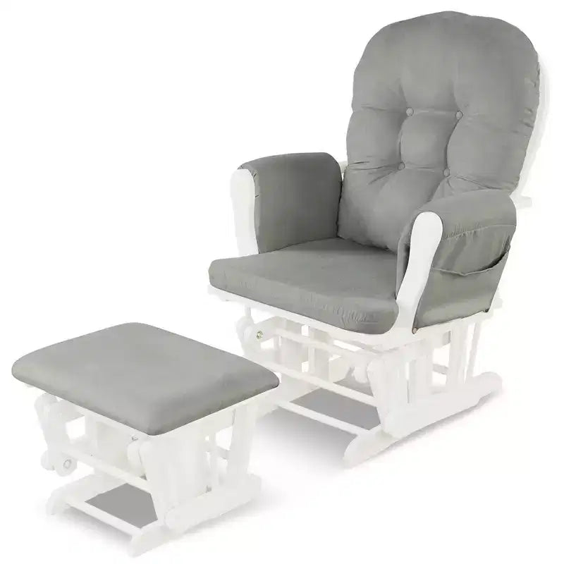 Costway Ensemble coussin et ottoman pour fauteuil à bascule de chambre de bébé en bois