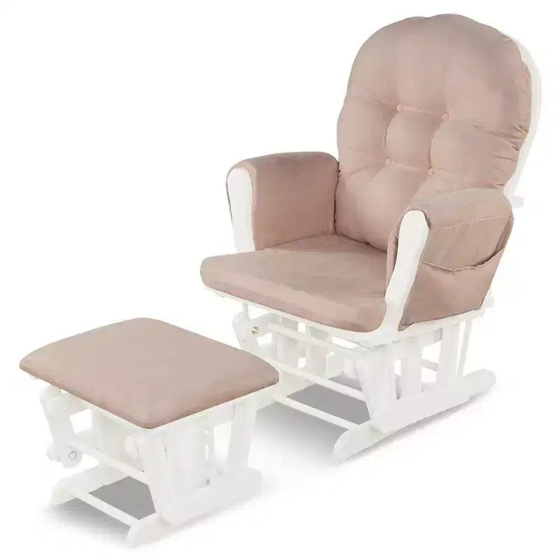 Costway Ensemble coussin et ottoman pour fauteuil à bascule de chambre de bébé en bois