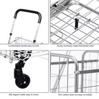Costway Chariot de Courses Pliant Panier de Rangement Roulant Poignée Réglable Neuf