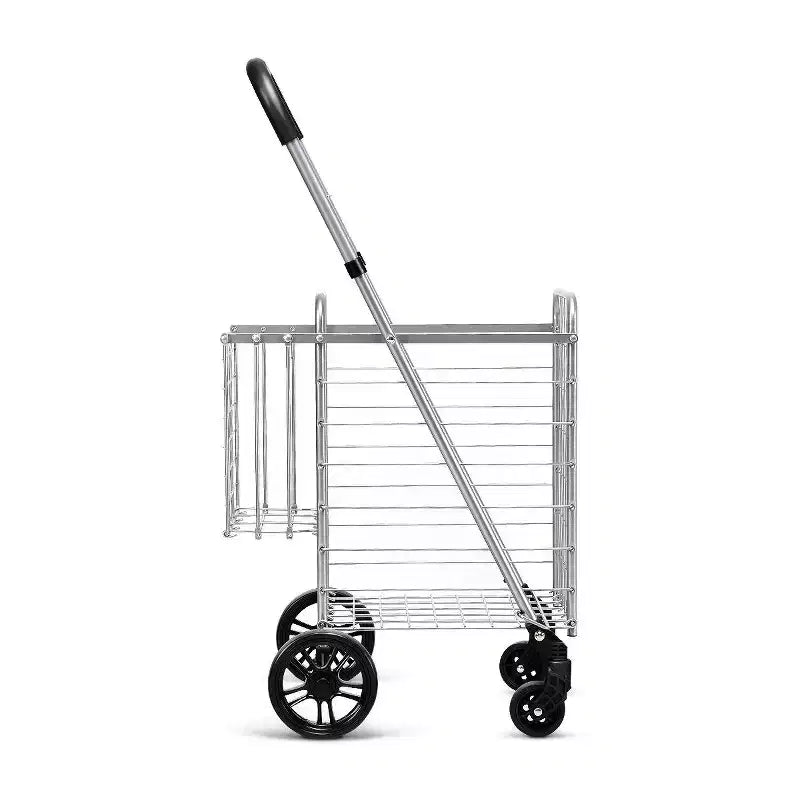 Costway Chariot de Courses Pliant Panier de Rangement Roulant Poignée Réglable Neuf
