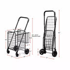 Costway Chariot de Courses Pliant Panier de Rangement Roulant Poignée Réglable Neuf
