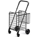 Costway Folding Shopping Cart Basket Rolling Utility Trolley Adjustable Handle New