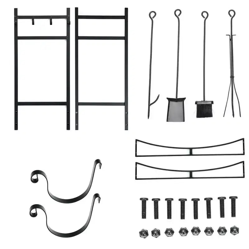 Support à bûches Costway 30'' avec 4 outils et range-bûches pour intérieur et extérieur