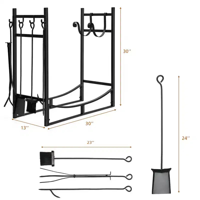 Support à bûches Costway 30'' avec 4 outils et range-bûches pour intérieur et extérieur