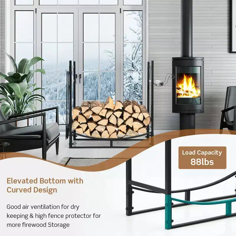 Support à bûches Costway 30'' avec 4 outils et range-bûches pour intérieur et extérieur