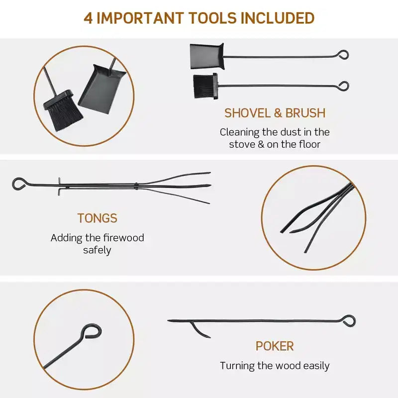 Support à bûches Costway 30'' avec 4 outils et range-bûches pour intérieur et extérieur