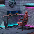Chaise de Bureau Gamer Vinsetto Racing Gaming Chair en Cuir PU, avec Repose-Pieds, Support Lombaire et Hauteur Réglable