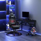 Chaise de Bureau Gamer Vinsetto Racing Gaming Chair en Cuir PU, avec Repose-Pieds, Support Lombaire et Hauteur Réglable