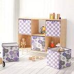 Bacati - Boîte/Fourre-tout de rangement en tissu lilas/gris à motif floral aquarelle, petite
