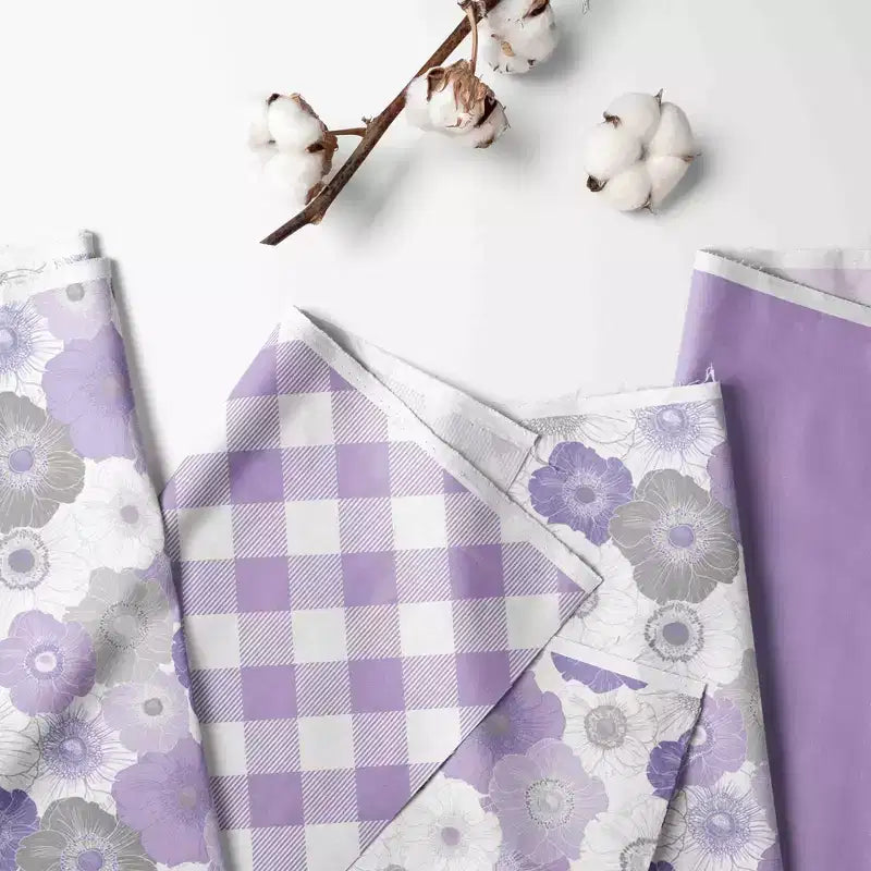 Bacati - Boîte/Fourre-tout de rangement en tissu lilas/gris à motif floral aquarelle, petite