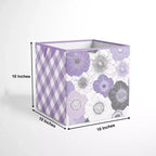 Bacati - Boîte/Fourre-tout de rangement en tissu lilas/gris à motif floral aquarelle, petite