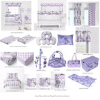 Bacati - Boîte/Fourre-tout de rangement en tissu lilas/gris à motif floral aquarelle, petite