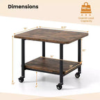 Table d'imprimante mobile à 2 niveaux Costway avec étagère de rangement, roulettes verrouillables et cadre en métal