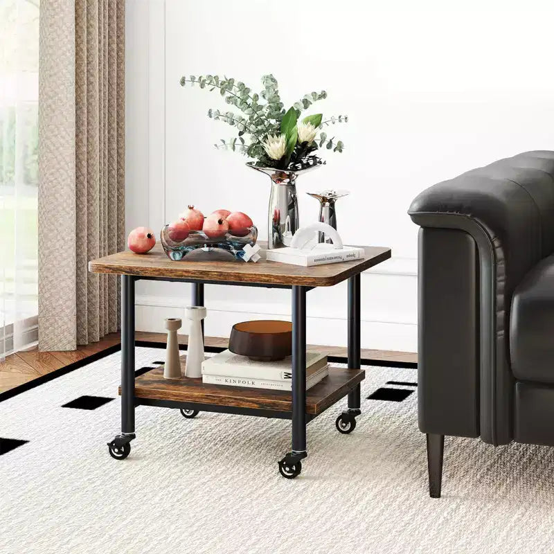 Table d'imprimante mobile à 2 niveaux Costway avec étagère de rangement, roulettes verrouillables et cadre en métal
