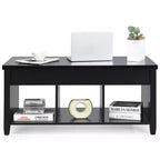 Table basse relevable Costway avec compartiment caché et étagères de rangement Noir